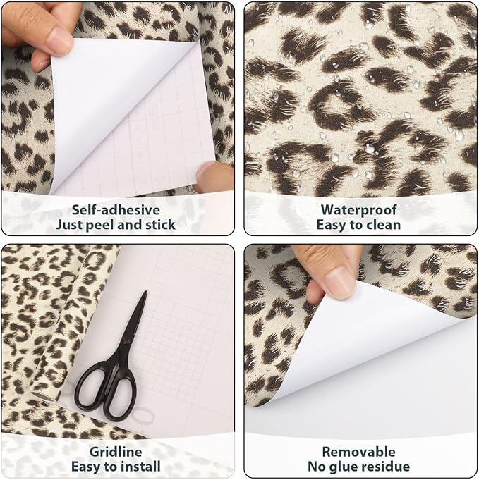 Arthome Leopard Print Peel and Stick Wallpaper 17" x 240" | Removable Cheetah Contact Paper, Covers 28.3 sq ft. Great for High Ceilings, Stair Risers or Seamless Tall Wall Makeovers - Image 7