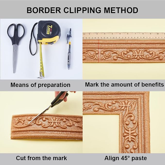 CRASPIRE 82.5 x 3 Inch Brown Crown Molding Peel and Stick Self Adhesive Flexible Foam Trim 3D Sticky Decorative Wallpaper Border Wall Edging Foam Baseboard Mirror Border Wall Lines Hotel DIY Decor - Image 5