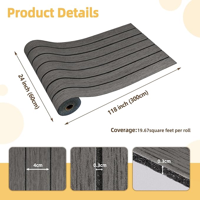 CRE8TIVE 24"x118" Dark Grey Faux Slat Wood Panels for Wall Peel and Stick | Wall Panels for Interior Wall Decor, Flexible Wooded Slat Wall Panel, Renter Friendly Wood Wallpaper for Living Room Ceiling - Image 8