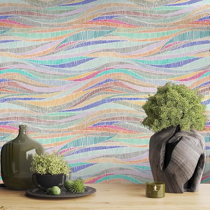 MuralPeel Colorful Geometrical Wave Mosaic Modern Peel and Stick Wallpaper Self Adhesive Removable Easy Peel Off Stick on Wall Paper for Bedroom Cabinet Renter Friendly - Image 7
