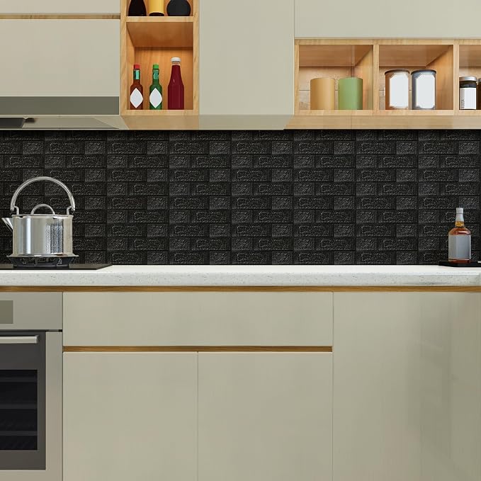 30PCS 3D Wall Panels Peel and Stick Foam, Self-Adhesive Decorative 3D Brick Wallpaper Wall Covering, Faux Stone Wall Panel Foam Brick for Living Room, Kitchen, Bathroom - Image 3