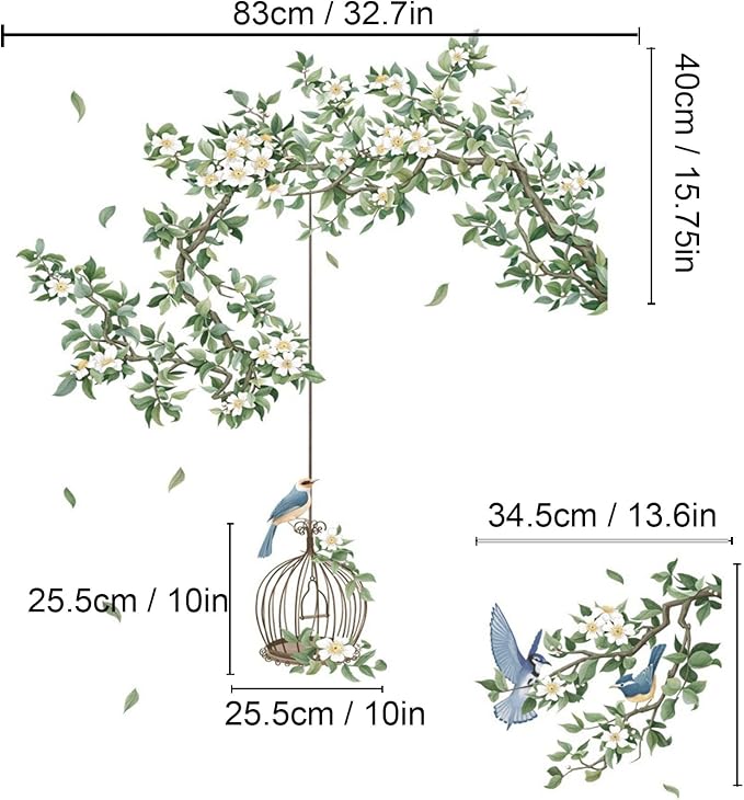 White Flower Wall Stickers, Removable DIY Romantic Cherry Blossom Tree Wall Murals Peel and Stick Wall Art Stickers Home Decor for Gilrs Bedroom Nursery Rooms Living Room - Image 2