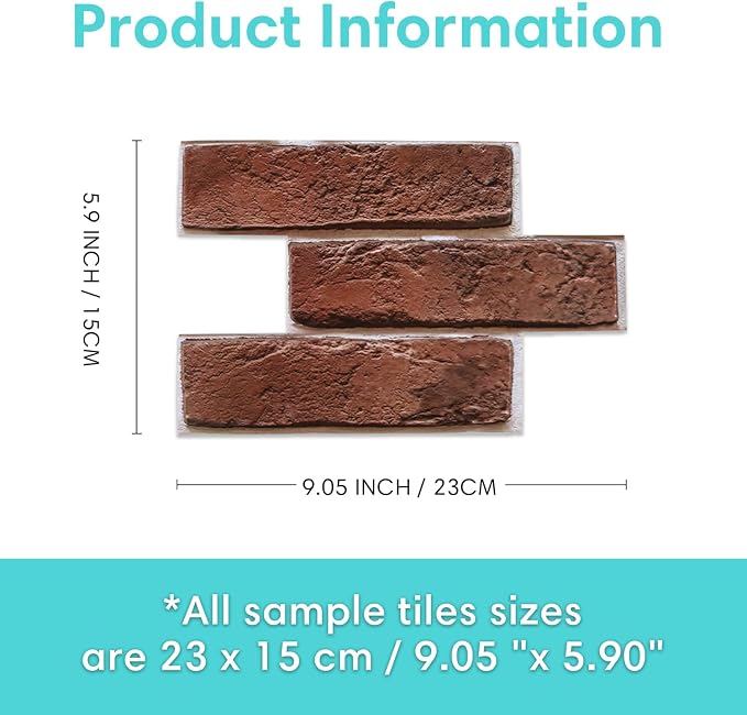 Commomy Sample Kit - 6 Pcs Large Brick & Stone 3D Wall Tiles 9.05 x 5.9 in - Image 3