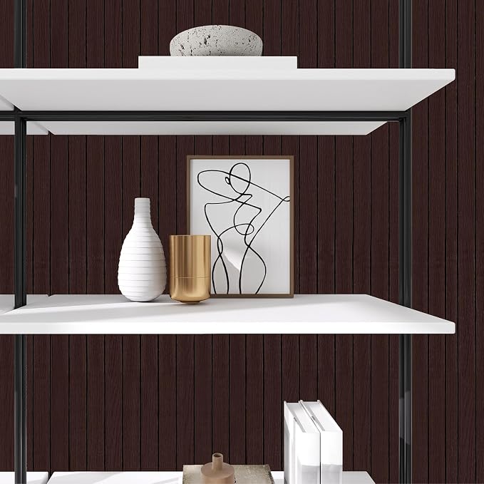 3D Faux Wood Slat Wall Panel – Peel and Stick Self Adhesive Soundproof Foam Board for Interior Wall, Ceiling, Home Theater Decor Dark Brown 15.7"x236" - Image 9