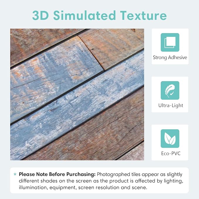Commomy 3D Faux Wood Peel and Stick Wall Tiles 10 Pcs 11.8" x 11.8" | Ultralight Thin PVC Interior Wall Decor for Bedroom, Bathroom, Kitchen Backsplash,Living Room(9.7sq.ft) - Image 3