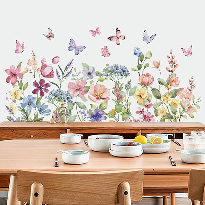 Arawat Flower Wall Murals Peel Plant Wall Stickers Room Wall Decals Decor for Bedroom Wall Stickers for Living Room Wall Decor Stickers & Murals 3D DIY Wall Art as Decorations A - Image 4