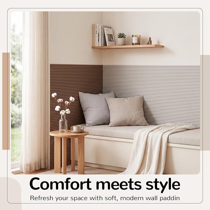 11.8 x 78.7 Inches Wall Padding for Kids, White, Light Gray,Brown, 3 Roll | Anti Collision Wall Padding Padded Wall Panels 3D DIY Headboard for Autism Playroom Nursery Bedroom Living Room Corner Guards - Image 7