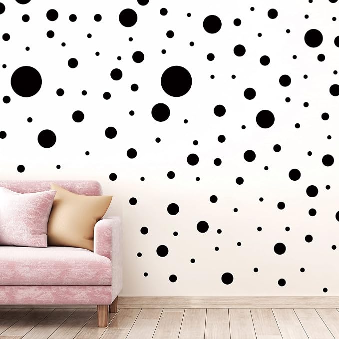 Zonon 264 Pcs Polka Dot Wall Stickers, Vinyl Peel Stick Removable Black | Circle Dots Decals for Classroom Nursery Bedroom Playroom, Easy to Apply and Remove Without Damage, Kids Room Decor by Zonon