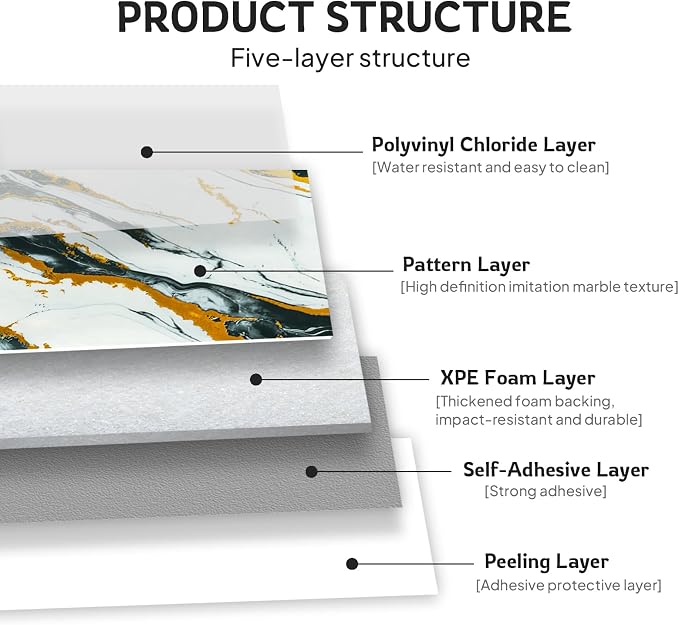 2.4mm Thick Marble Peel and Stick Wall Panels, Self-Adhesive Waterproof Wallpaper for Kitchen Backsplash, Bathroom Wall Decor, 30 Sheets - Image 7