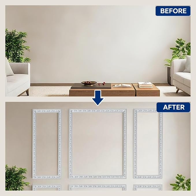 Peel and Stick Wall Molding Kit, Premade Accent Wainscoting Panels,24x60in | 3 Set,Pattern,Self Adhesive,Paintable,PVC,Pre-Cut - Image 4