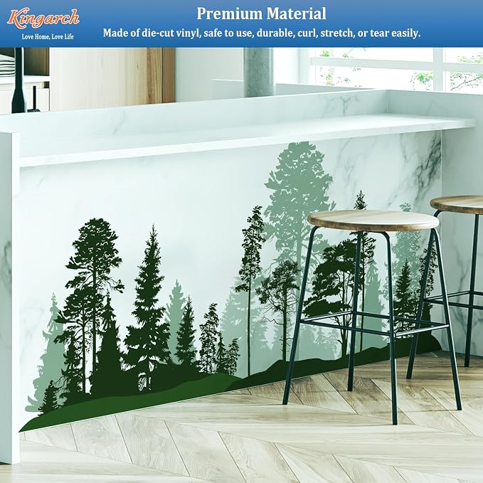 Large Forest Wall Decals, Green Pines in Fir Trees Peel and Stick Vinyl Wall Stickers & Murals, Removable Home Room Wall Decor for Bedroom Living Room Bedroom Classroom Office Nursery - Image 7
