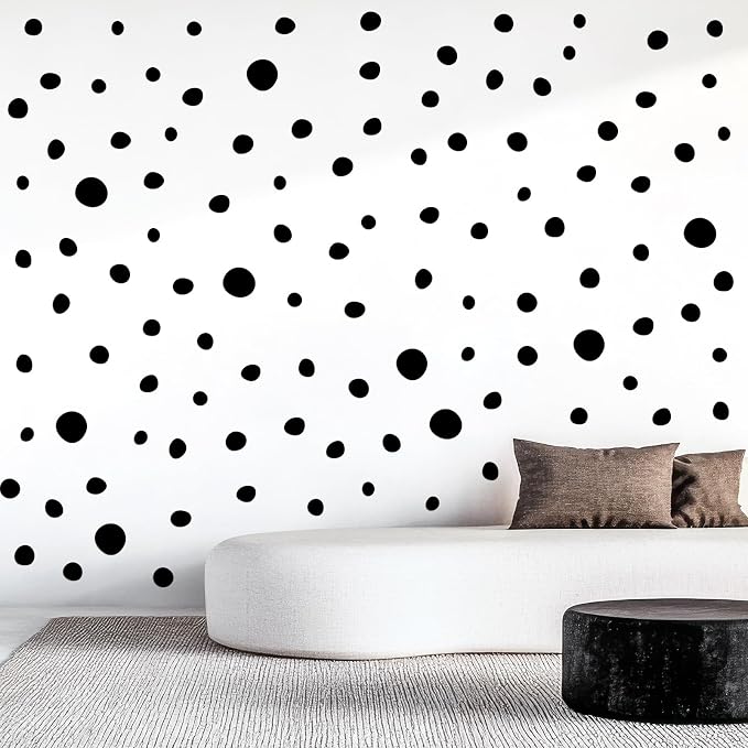 TaoBary 15 Sheet 300 Pcs Irregular Polka Dot Boho Wall Decals,Black | Removable Modern Vinyl Boho Wall Stickers Terrazzo Pattern for Playroom Bedroom by TaoBary