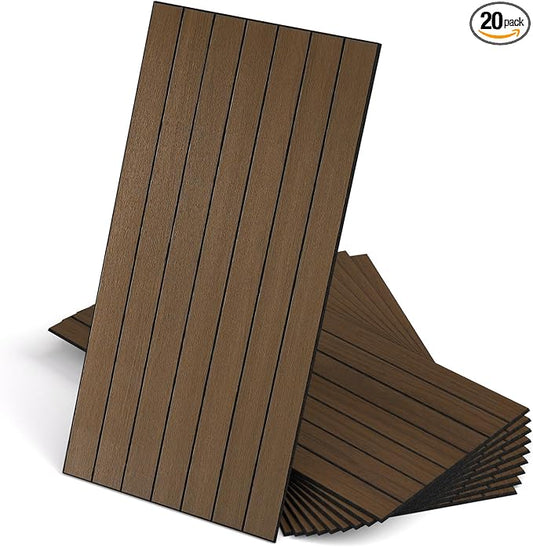 WADILE Peel and Stick Wood Slat Wall Panels 12x24in PVC 20 Pack | Decorative wall panels, self adhesive, living room, bedroom, accent wall, not real wood by WADILE