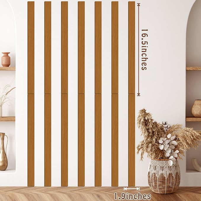Rustic Wooden Wall Art Decor Striped Decoration Geometric Line Wall Sticker | Wood strips for wall, mid century modern decor, home art plaque, peel and stick, removable, for living room bedroom farmhouse - Image 4