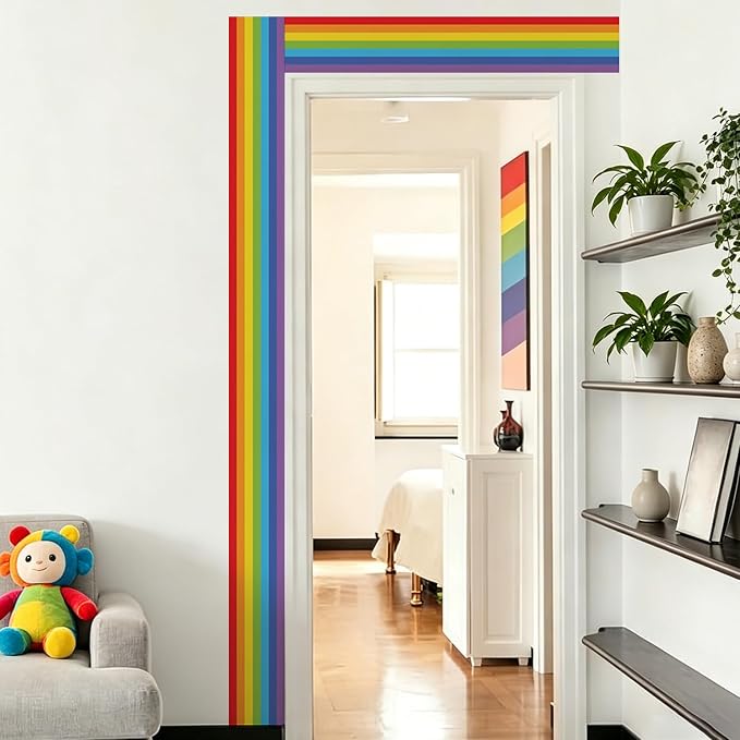 Rainbow Self-Adhesive Wall Border Sticker Nursery Peel and Stick Baseboard Tape Removable Waterproof Home Decoration Living Room Decals by QUCHENG