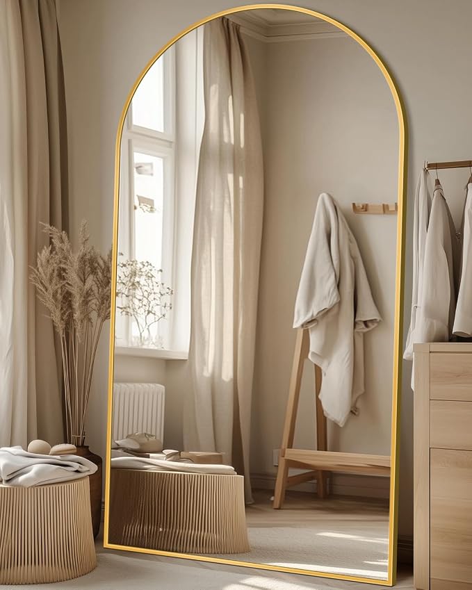 Antok Full Length Mirror, 78"x38" Floor Mirror with Stand, Gold, Arched by AntokMirror