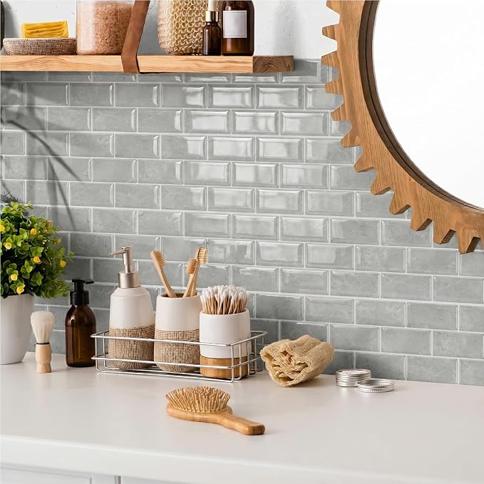 10 Sheet Brick Peel and Stick Kitchen Backsplash Tiles, DONGYUNAI PVC Wall Panels Back Splash 3D Waterproof Self Adhesive Wall Stickers for Bathroom Fireplace RV Camper Van（6"x12"） - Image 7