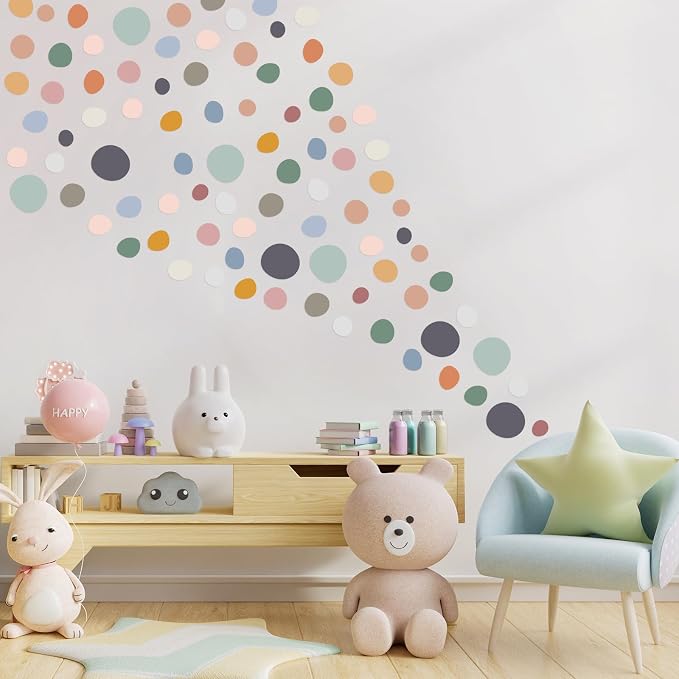 TaoBary 15 Sheet 300 Pcs Polka Dot Wall Decals Boho,Bright Color | Removable Peel Stick Stickers for Playroom Nursery Kids Room, Irregular Sizes Terrazzo Decor, Vinyl Safe for Walls - Image 4