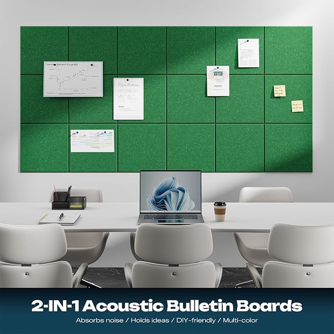 Sonicism 22 Pack Acoustic Wall Panels with Self-Adhesive, 12" X 12" X 0.4" Sound Proof Foam Panels, Decorative Soundproof Wall Panels, Sound Proof Absorbing Tiles for Home & Offices, Forest Green - Image 3