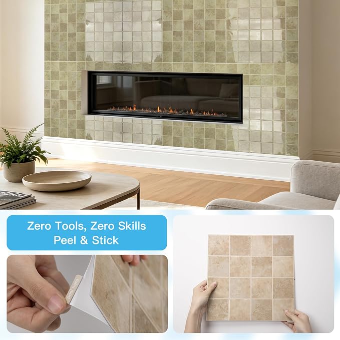 Art3d Grid Design Peel and Stick Backsplash, 10-Pack, 12 x 12 in, Khaki | Enhanced Thickness, Strong Adhesion, Moisture Resistant, Long-Lasting, Minimalist Look, DIY Friendly, for Kitchen Countertops - Image 8