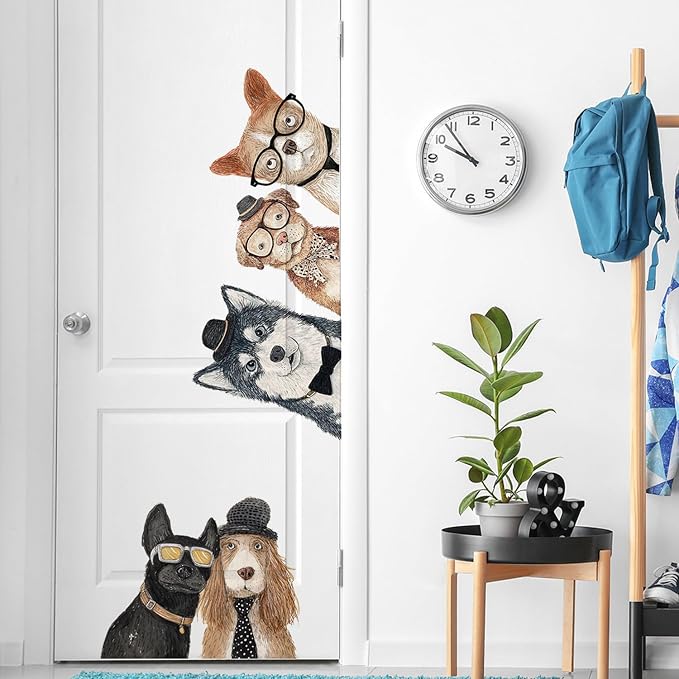 Funny Dog Wall Decals Sticker – Peeking Pet Friends Door Wall Decor, Removable Peel and Stick Vinyl Animal Wall Art for Bedroom, Living Room, Entryway, Closet, Home Decoration - Image 3