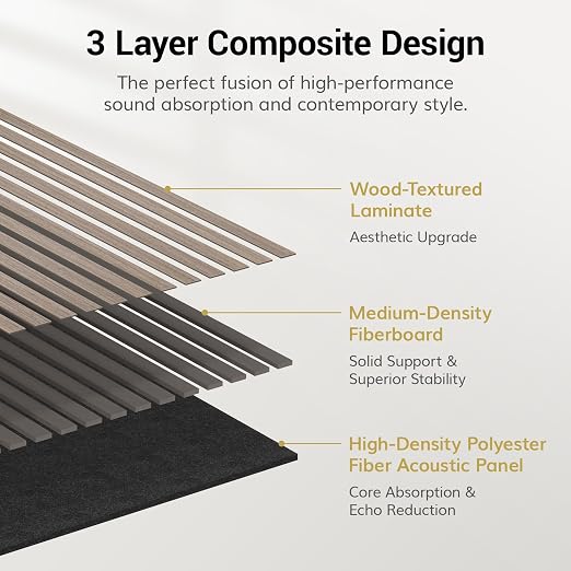 TONOR Wood Wall Panels for Interior Wall Decor-8 Pack 47.2" x 23.6" | Wood Slat Acoustic Panels-61.88ft², Soundproof Wall Panels for Noise Cancelling and Decoration, Living Room, Office, Gray - Image 3