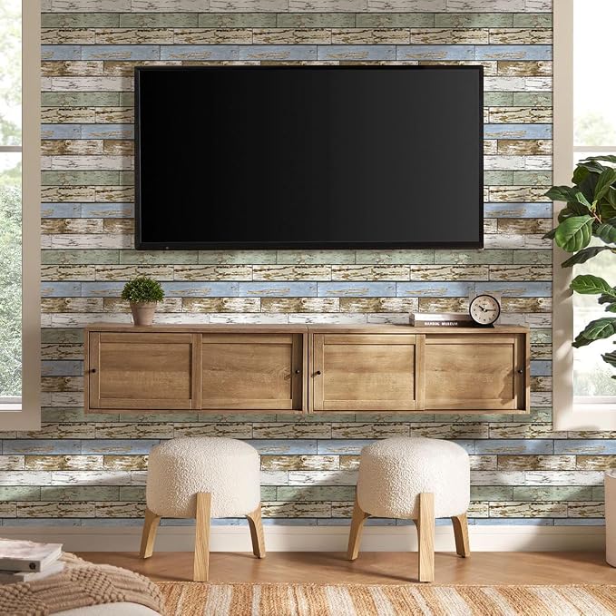 Commomy 3D Faux Wood Peel and Stick Wall Tiles 10 Pcs 11.8" x 11.8" | Ultralight Thin PVC Interior Wall Decor for Bedroom, Bathroom, Kitchen Backsplash,Living Room(9.7sq.ft) - Image 9