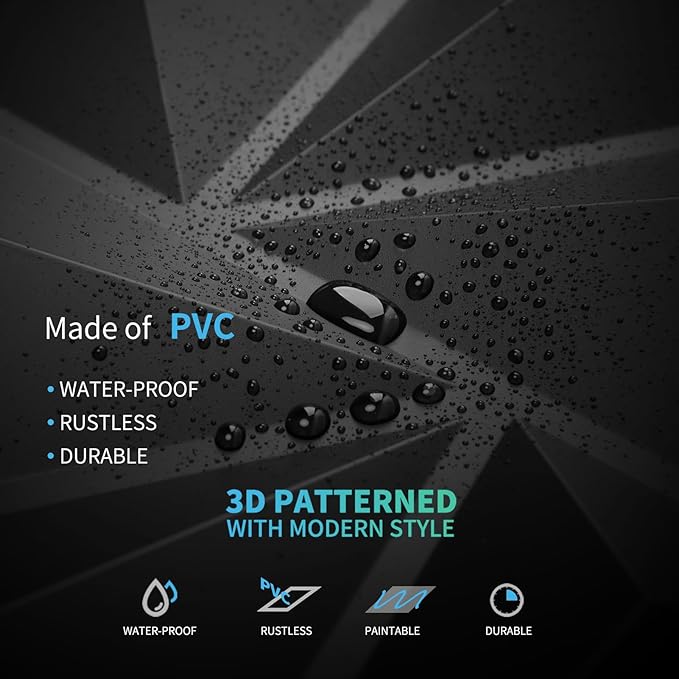 Art3d 3D Wall Panels 20 Pack, 11.8" x 11.8" (19 Sq.ft) PVC Wall Panels, Glue Up Wall Decor for Living Room, Bedroom, Office, Black - Image 4