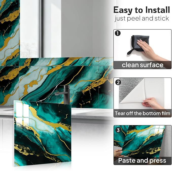 2.4mm Thick Marble Peel and Stick Backsplash, 30-Pack Self-Adhesive PVC Foam Wall Panels for Kitchen Backsplash, Bathroom, Living Room (11.8" x 11.8") - Image 5