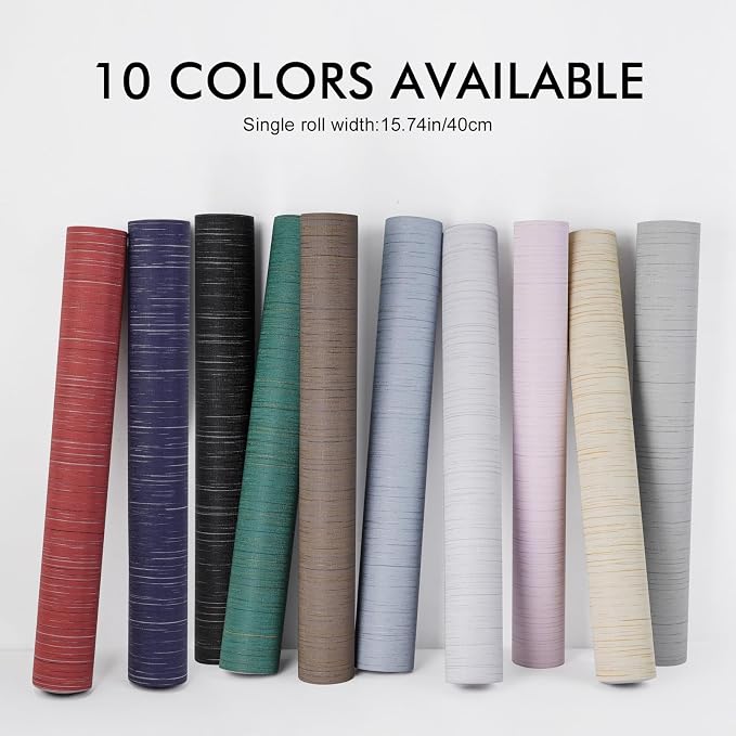 Blue Grasscloth Peel and Stick Wallpaper Texture Contact Paper A Set of 15.7" X 300" Self-Adhesive Linen Removable Wallpaper Cabinets Counter Top Liners - Image 2