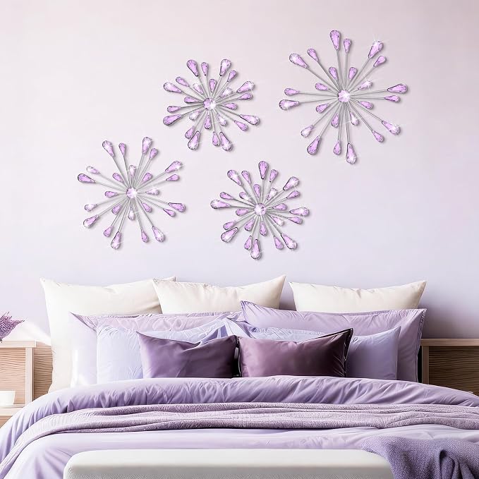 Hicarer 4 Pcs Starburst Wall Decor, Metal Wall Art, Purple - Image 6