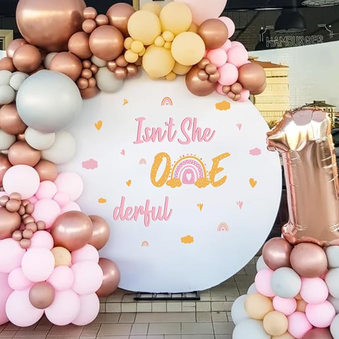 LHIUEM Boho Rainbow 1st Birthday Decals Cloud Rainbow Sweet Heart Shaped Decorations Wonderful Baby Girl Gift Bohemian Isn’t She Onederful First Birthday Stickers for Party Banner Backdrop Supplies - Image 5