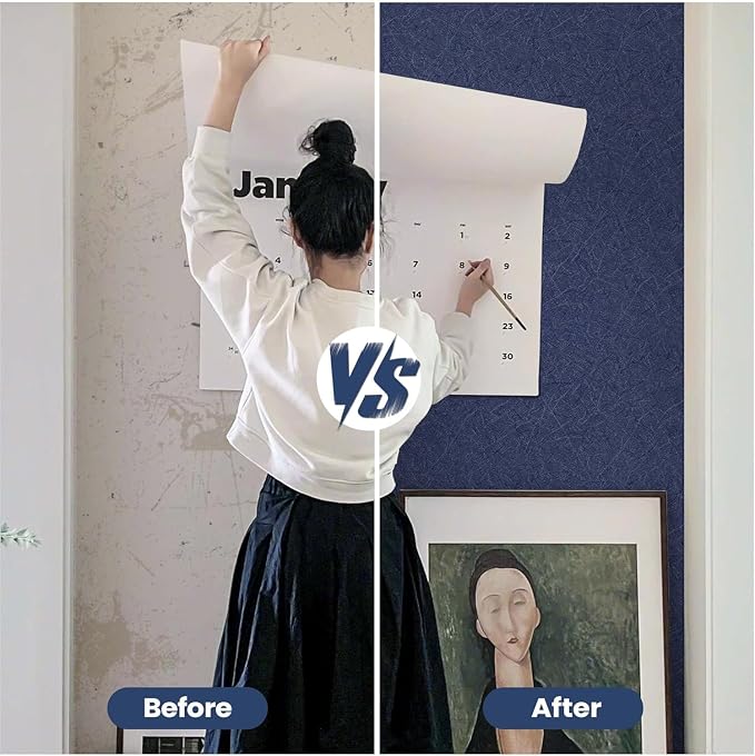Dark Blue Peel and Stick Wallpaper Removable Self Adhesive Contact Paper | 15.7" x 787.4" Waterproof Silk Boys Wall Covering Poster Board Kitchen Countertop Vinyl Wrap for Bathroom Cabinet - Image 4