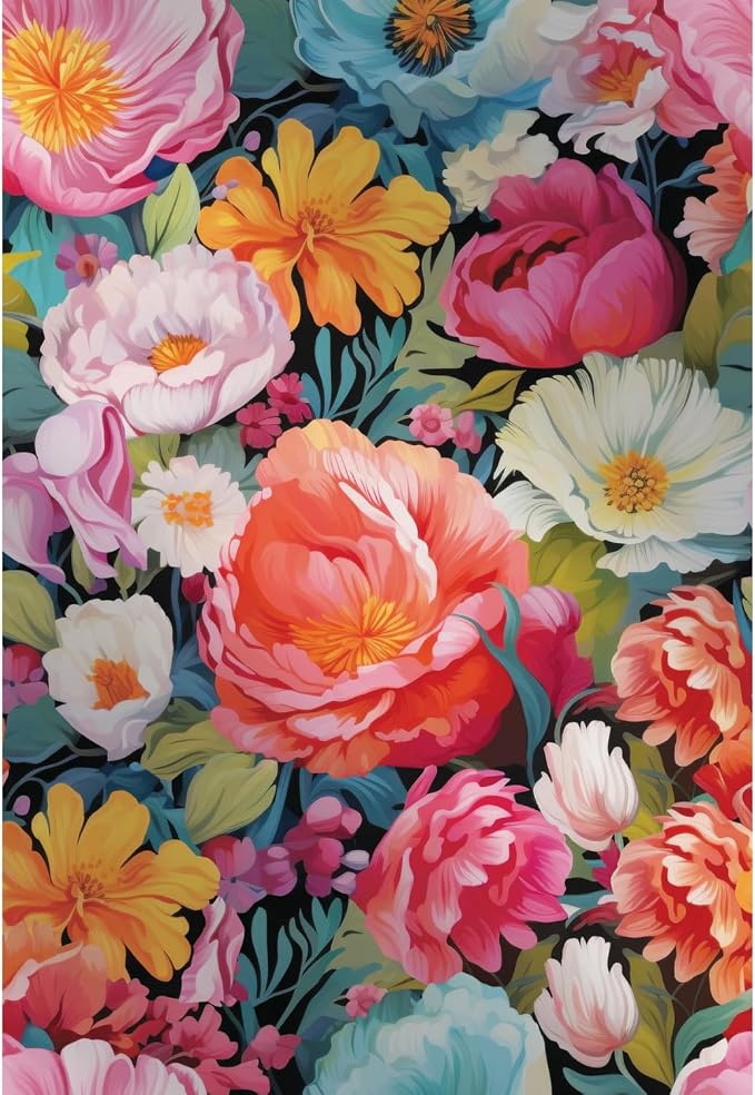 Main Street Peel and Stick Wallpaper Sheets, Vibrant Flowers, 12-Pack | 11 x 16 in sheet size; Covers up to 14.67 sq ft; Eco-friendly paper material; No paste or additional adhesive required by MainStreet