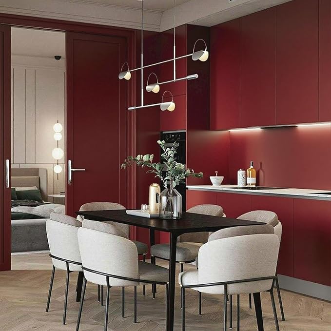 Yancorp 16"x394" Matte Red Contact Papaer Peel and Stick Wallpaper Vinyl Wrap Countertop Wallpapers Waterproof for Cabinets Drawers Bedroom Kitchen Self-Adhesive Wallpaper - Image 4