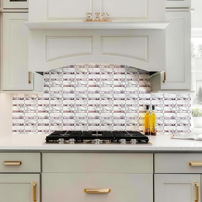 Joysticky 10-Sheet Peel and Stick Backsplash, 12" * 12" Crystal Texture Stick on Tiles Backsplash for Kitchen & Bathroom，Thicker Design Peel and Stick Wall Tiles（Stone-Patterned） - Image 6