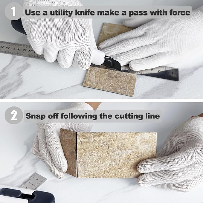AULIGET Sandstone Peel and Stick Backsplash Wall Tiles, 3" x 6" PVC Faux Stone Stick on Tiles, Pack of 4 - Image 7