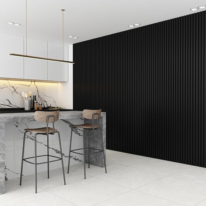 Slat Wall Panel 8-Pack, 108’’x6.1’’, Black | WPC Wall Panel for Interior Wall Decor, TV Background, Kitchen, Bedroom - Image 4