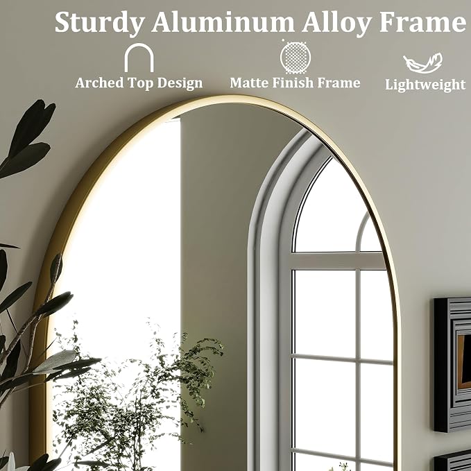 HARRITPURE Arched Wall Mirror 24"x36" Gold Metal Frame Vanity Mirrors - Image 4