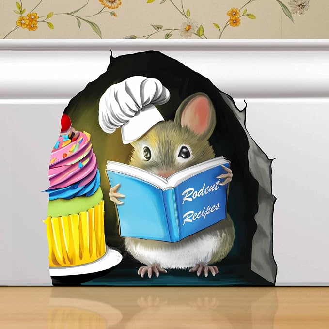 Adorable Pastry Mouse Reading Book Wall Sticker Decal – Kids Room, Classroom, Home Decor, Bookcase, Book Lover Gift, Children's Bedroom, Nursery, Cute Mouse, MICESTERPIECE by Micesterpiece
