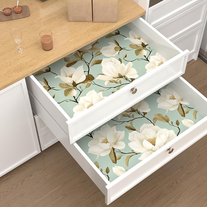 Laatse Vintage Blue Floral Bird Wallpaper Peel and Stick 17.5" × 118" | Self Adhesive/Removable/Waterproof/Thick Vinyl Contact Paper for Bathroom Bedroom Shelf Cabinet Drawer,Prepasted,Easy Peel - Image 6