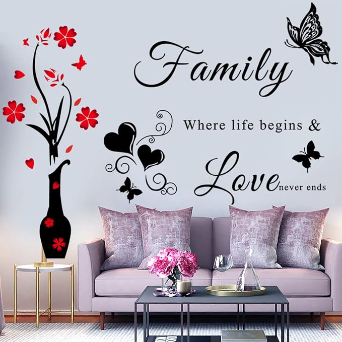 Family Letter Quotes Wall Stickers - Removable Vases & Murals for Living Room, Bedroom, Sofa Backdrop & TV Wall by CASADECOR