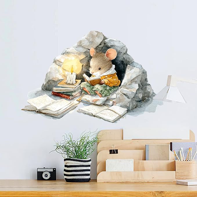 Mouse Wall Decals Stickers, Cute Animal Illustration Wall Art Peel and Stick, Removable Vinyl Wall Decor for Bedroom, Living Room, Office, Home Decoration - Image 6