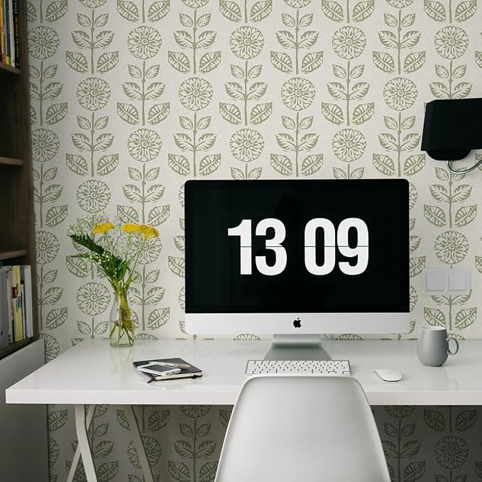 Wudnaye Floral Wallpaper Peel and Stick Boho Contact Paper 17.7in×393.7in | Vintage Floral Peel and Stick Wallpaper Boho Self Adhesive Wall Paper Beige Green Waterproof Removable Wallpaper for Bathroom - Image 5