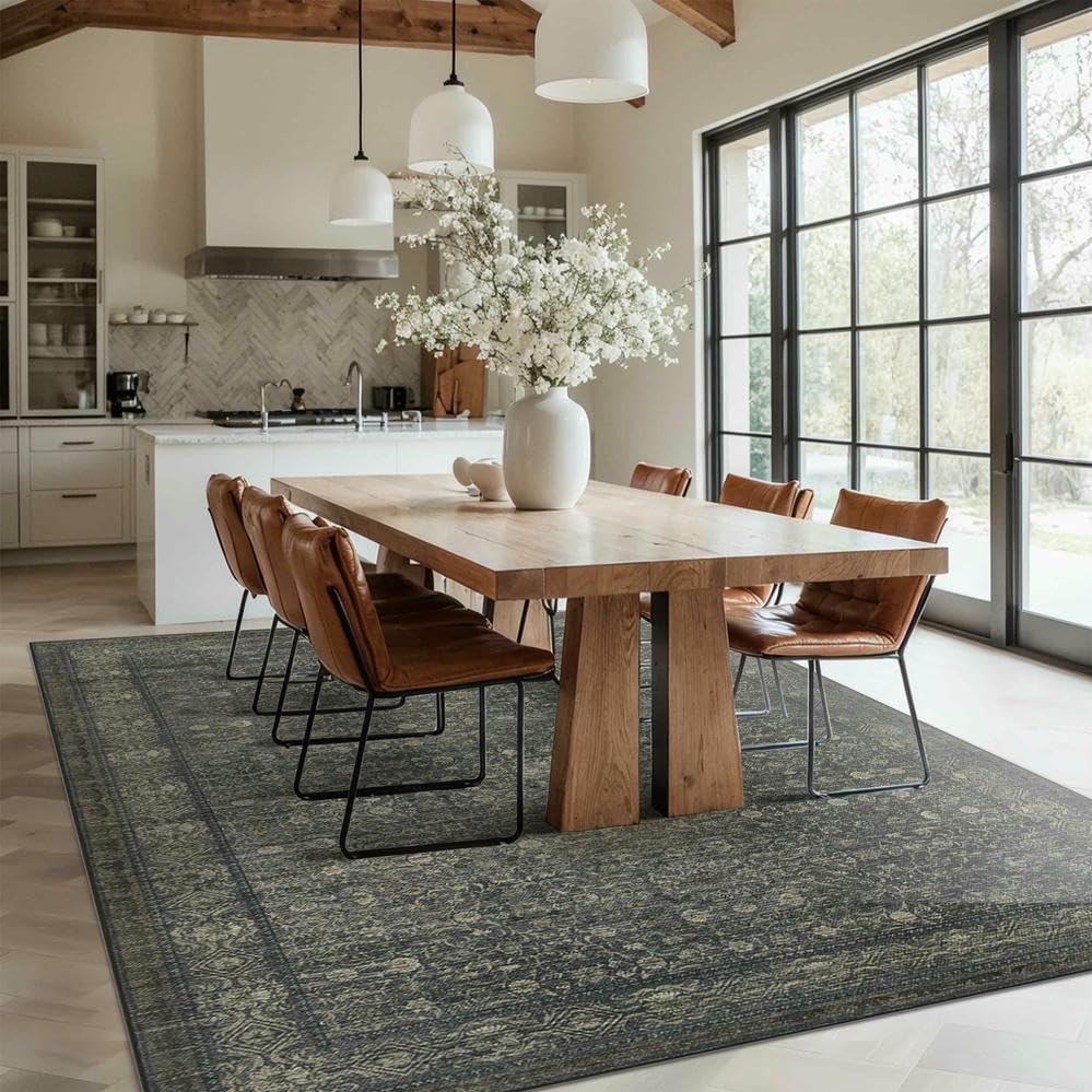 Rugxara 5X7 Washable Area Rug for Living Room, Bedroom(Moss Brown) - Image 4