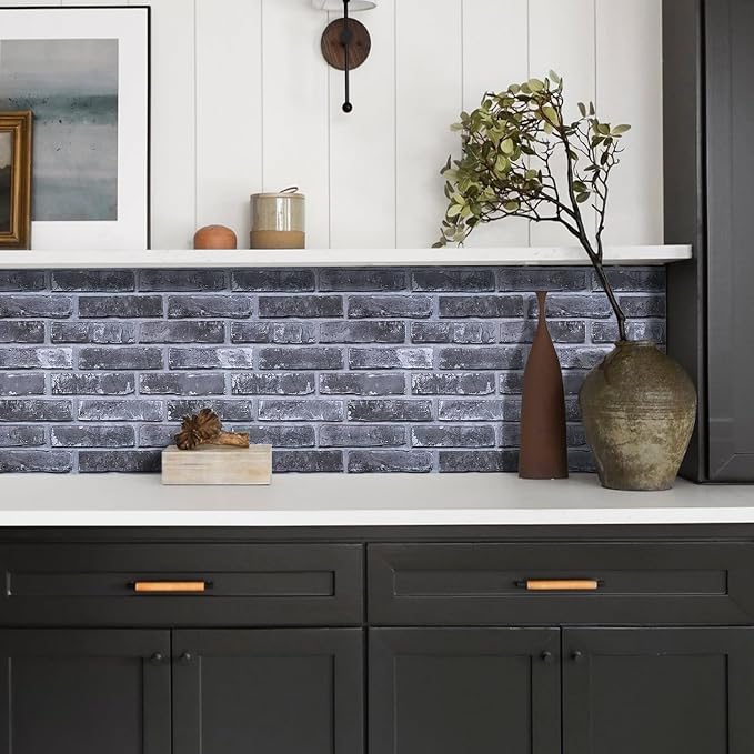 3D Faux Brick Wall Panels Peel and Stick, Designed for Quick DIY | Gray, 10 Pcs 15.7" x 11.8", Brick-Look, Ultra-Light PVC Fake Brick Wall Covering Tiles for Wall Renovation, Cover 12.9 sq ft - Image 2