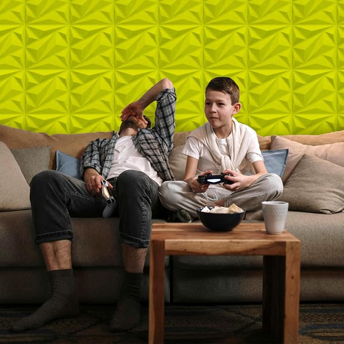 Art3dwallpanels Acoustic Panels, Fluorescent Green, 20 Pack, 12" X 12" | Soundproof Wall Panels, Sound Dampening, 3D Wall Panels, Sound Absorbing, Without Tape, Flame Retardant Formaldehyde Free - Image 9