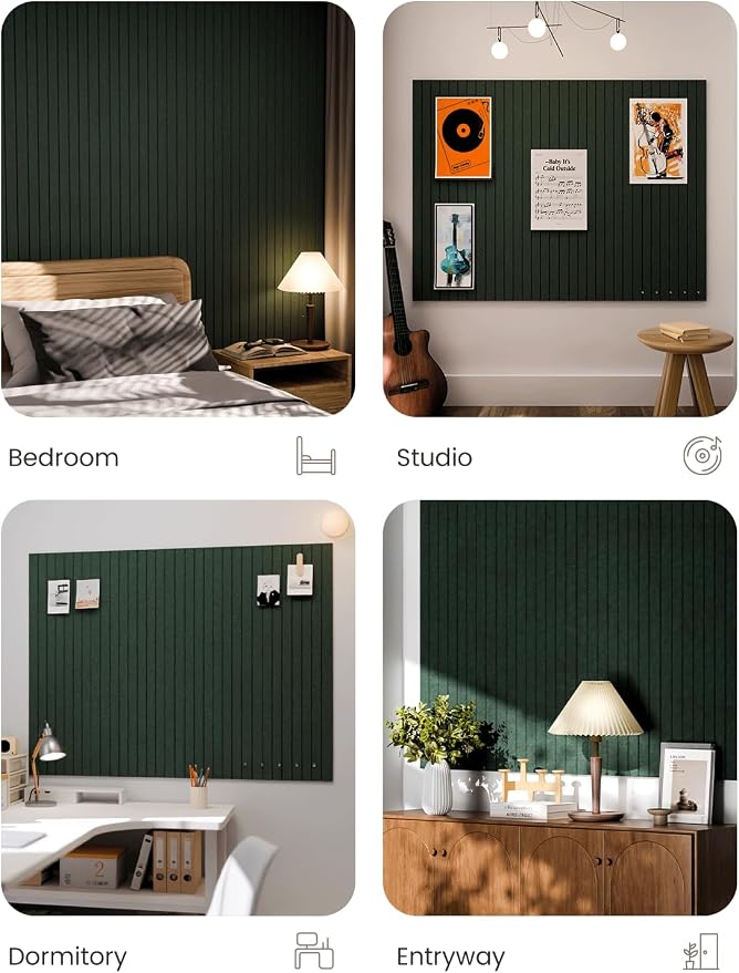 Fluxynara 48" x 36" Large Felt Bulletin Board, Pine Green | 12 Pack Cork Board Alternative with 60 Safe Adhesive Tabs, Pin Boards for Wall Decor, Home, Office, Classroom,Dorm - Image 7