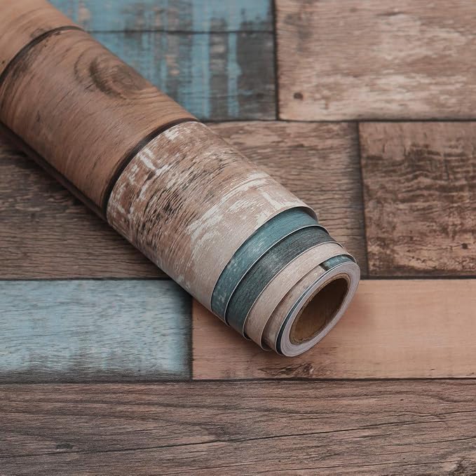 Livelynine Shiplap Peel and Stick Barnwood Wallpaper for Walls Rustic Barn Wood Wall Planks Bathroom Wallpaper 17.7X78.8 Wood Plank Contact Paper for Desk Cabinets Bulletin Board Paper Roll Classroom - Image 6
