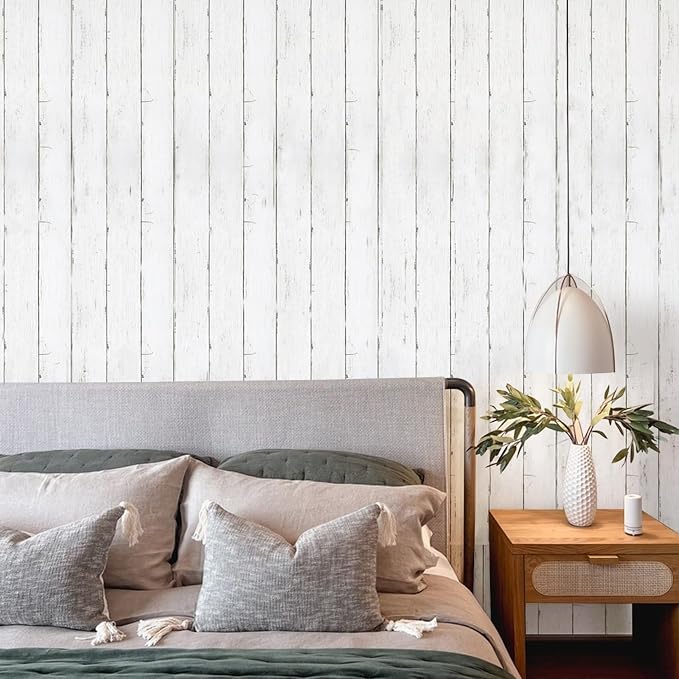 Shiplap Peel and Stick Wallpaper, Contact Paper for Classroom Home Decor | 11.8"x393" Removable Self-Adhesive White Wood Plank Film, Farmhouse Decor for Bulletin Board Desk Cabinet & Home Renovation - Image 3